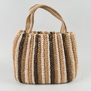 Magid Straw Women's Woven Handbag Medium Brown made in Japan